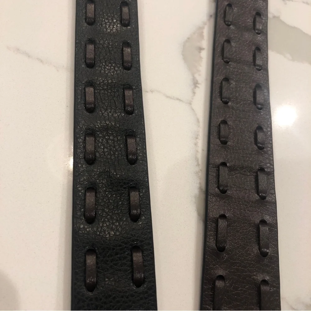 Unbranded Mens Brown Black Reversible Faux Leather Belt Size 36 Casual Woven